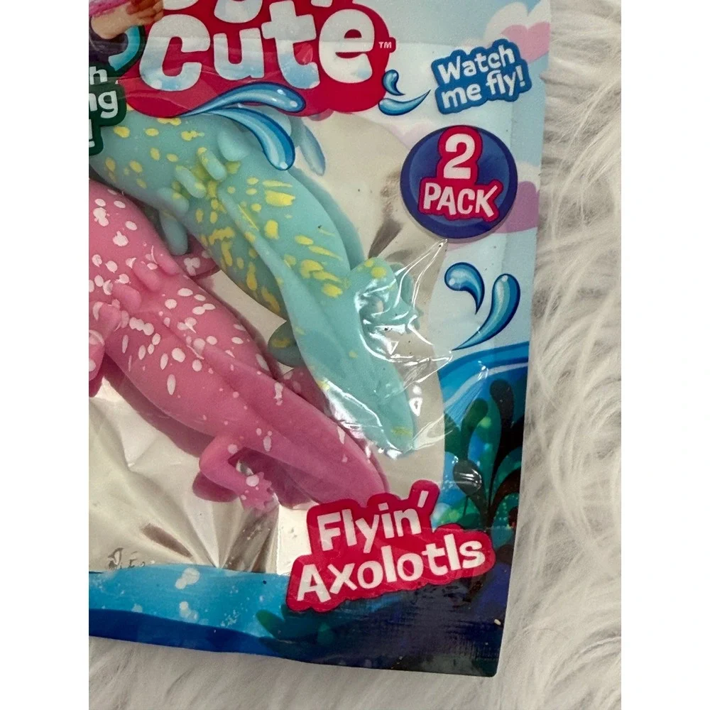 JA-RU Ugly Cute Flyin Axolotls 2 Pack Stretchy Slingshot Fidget Toys Pink Teal